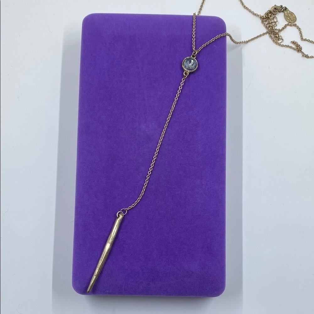 💛 Crave Fame Gold Minimalist Bar Crystal Necklace